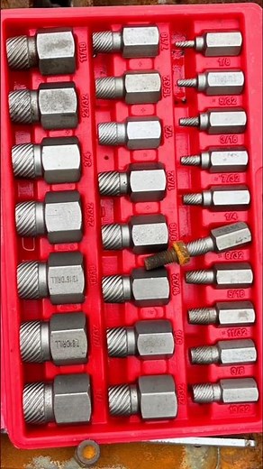 Multi-spline screw extractor set tools are designed to remove broken or seized screws bolts or studs