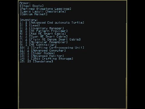 Inventory Display in All The Mods 9 (ATM9) Computer Craft