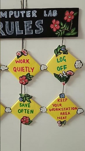 wall hanging diy, computer lab rules, educational wall hanging design ideas for class #craft #art
