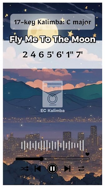 【Kalimba Tutorial】Fly Me To The Moon | Kalimba Tabs | 17-key Kalimba | C major |