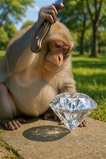 Monkey vs Diamond: You Won’t Believe What the Knife Does! 💎🔪🙈#shorts