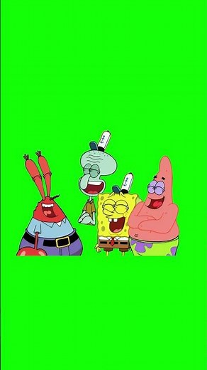 Spongebob, Squidward, Patrick, and Mr. Krabs Laughing and then Walking Away meme - Green Screen