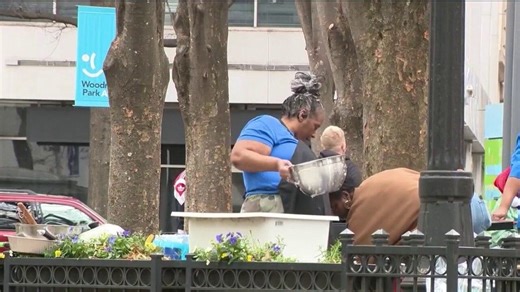 Feed the homeless event in downtown Atlanta