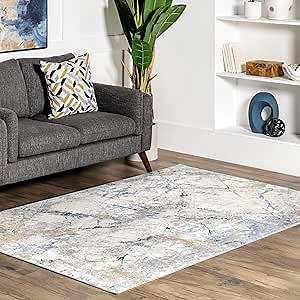 nuLOOM Luca Abstract Splatter Machine Washable Area Rug, 7'10" x 10', Beige