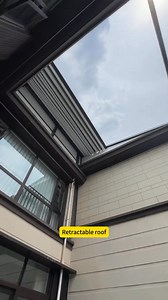 Electric awning solves the problem of atrium closure. #awning #retractable #pergola #gazebo #blinds #sunroom #outdoor #sunshade #gardendesign #roof #fullcassette | Davis Sunshade Structure System-Electric Awning