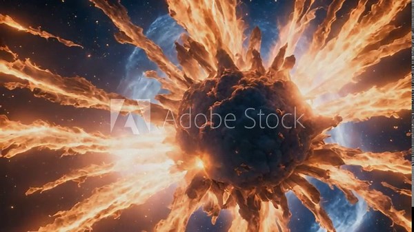 Action Explosion Particles in Space. A breathtaking glimpse into the dynamic and ever-changing universe. Futurustic Background.
