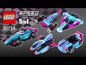 5in1 LEGO Speed Champions Mini F1 ACADEMY Car MOC's (30734)[265 pcs] Step-by-Step Building Tutorial