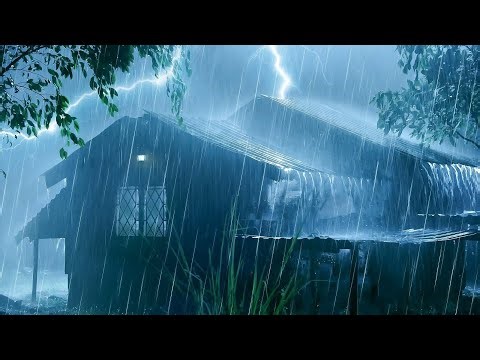 Heavy Rain & Thunderstorm Sounds on Farmhouse Roof for Instant Sleep