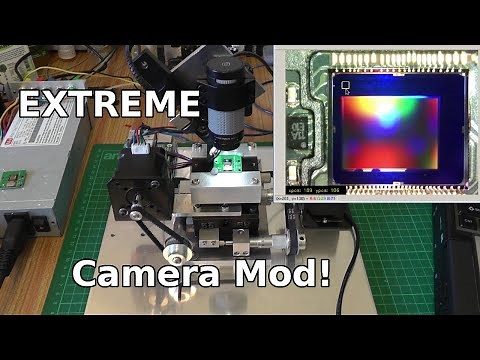 Bayer filter removal on a Pi Camera: Laser stripping, CFA removal, debayering, and UV conversion.