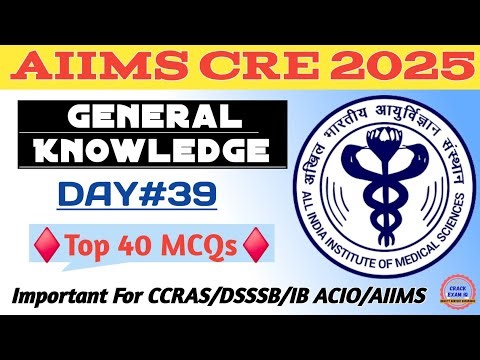 AIIMS CRE General Knowledge | General Awareness & Current Affairs | AIIMS & ESIC Posts 2025 | DAY-39