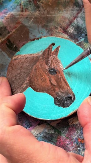 Acrylic Painting of a Chestnut Horse Portrait