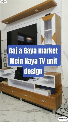 new modular wooden TV unit design TV unit final look design new colour modular TV net LCD panel