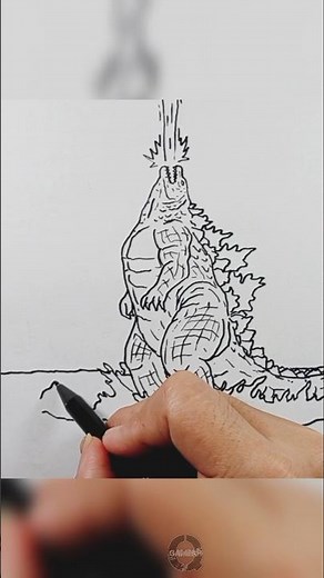 Review - How to Draw Godzilla Rising from the Sea with Explosive Power! #shorts #drawing #art