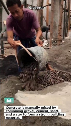 Hand-Mixing Concrete: Gravel + Cement + Water = Strong Slab #construction #concrete #shorts