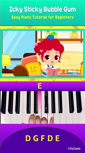 Easy Piano Song for Kids 🎹 | “Icky Sticky Bubble Gum” Tutorial #JunyTony #piano #shorts