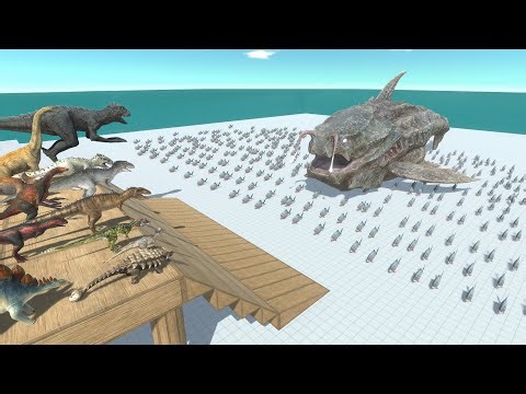 Dinosaurs Strength Test – Who Can Withstand 250 Piranhas Led by an Alien Piranha? | ARBS Simulation