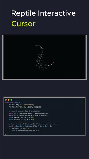 Build a stunning Reptile Style Interactive Cursor with HTML, CSS & Js.#html #coding #programming