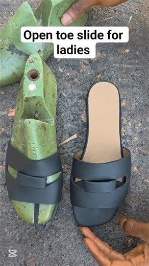open toe slide for ladies..bonding process #handcraftedshoes #shoemaking #sandals