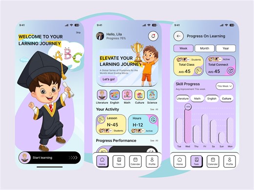 Modern Education Mobile App UI