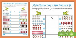 Winter Greater Than or Less Than up to 20 Activity Worksheet