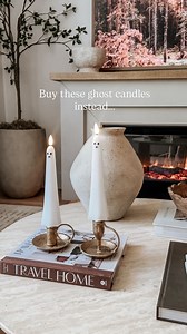 Lighting your ghost candles shouldn’t haunt you later 👻🕯️ The wax ones are cute until… they melt into a full-blown horror scene. These LED ghost candles keep their shape, glow beautifully, and last all spooky season. Plus the remote has a timer and dimmer! Type SHOP and I’ll send it your way 🤎 #cozyvibes #spookyseason #halloweendecor #cozyhome | groundedinneutral