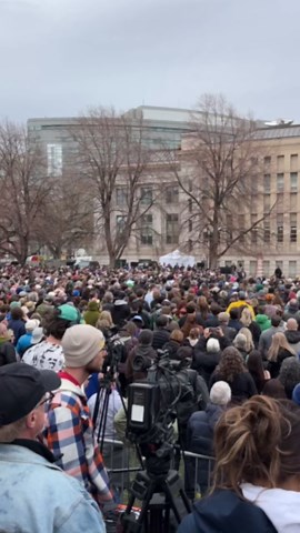 Sea of people at the Denver Civic Center for Bernie and AOC