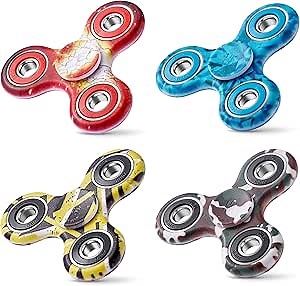 4 Design Standard Fidget Spinner by ZURU (4 Pack) Stainless Steel Hand Spinners for ADHD Anxiety Stress Relief Compact Toy Party Favor Basket Stuffer for Adults and Kids (Amazon Exclusive)