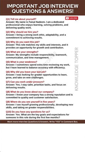 10 Highly Asked Common Interview Questions and Answers