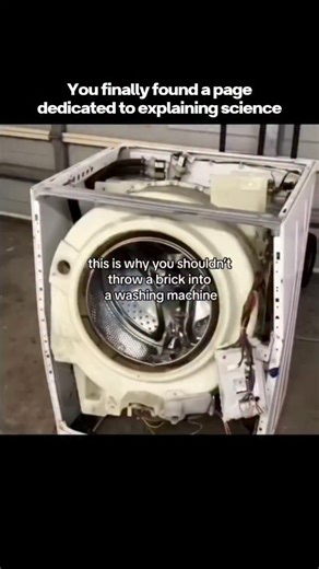 Conceptify – Science Simplified on Instagram: "💥 This Is Why You Should Never Throw a Brick into a Washing Machine! 😳🧱🌀 At first, it might sound like a harmless experiment… but when physics meets brute force, things get wild. What you’re about to see is pure chaos — and a brutal lesson in energy, motion, and destruction! ⚙️ 💡 Here’s what’s really happening: ✔ The brick’s mass and velocity create an imbalance of forces inside the drum ⚡ ✔ The washer spins at thousands of RPM, amplifying the
