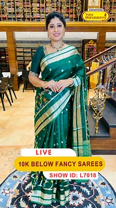 10K Below Fancy Sarees Collection | WhatsApp Number 89 0001 0002 | Kancheepuram Varamahalakshmi Silks LIVE Offer VALID FOR 24HRS ONLY To Place an Order, send us a screenshot of the code on our WhatsApp Number 89 0001 0002 To chat with us or shop on WhatsApp click on this link- https://wa.link/nuawmf Show ID : L7018 on 26-01-2026 Order Links : MK921 : https://kanchivml.com/live-mk921-tgc9680185.html MU115 : https://kanchivml.com/designer-chiniya-royal-blue-saree-tgc6429398.html NQ346 : https://ka