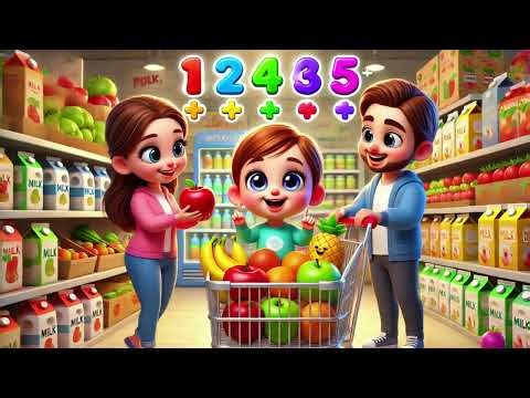 Baby Family Grocery Shopping Math 🛒 | Fun Supermarket Learning Adventure for Toddlers 🛍️ Early Math