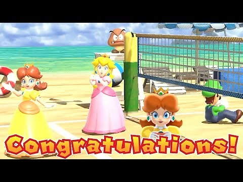 Mario Party Superstars Beach Volley Folly Daisy and Peach vs Luigi and Donkey Kong