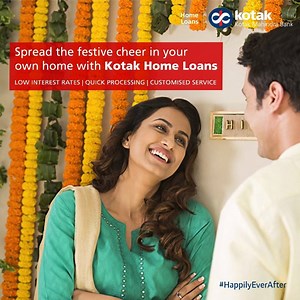 Celebrate the festival and take the big step of moving into your own home. With easy documentation, zero processing fees and attractive interest rate, Kotak Home Loan will take you closer to your happily ever after! Apply here https://bit.ly/2fwpF5h | Kotak Mahindra Bank Ltd.