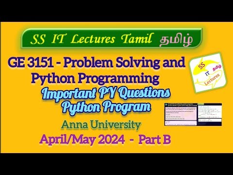 CS25C02 Python Programming, GE3151 Important Questions, PYQ,Anna University #python#pyq #trending