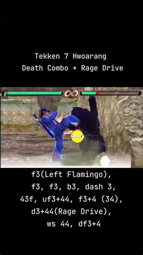 Tekken 7 Mod Hwoarang Death Combo with Rage Drive #tekken7 #fyp #tekken #hwoarang #combo #gaming