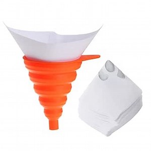 100 Pack Paint Filter with 100 Micron Filter Tips Cone Paint Strainers with 1 Pcs Silicone Funnel Paper Paint Funnel Suitable for Car Paint, Furniture, Wood, Mechanical Paint (200, 120 Micron)