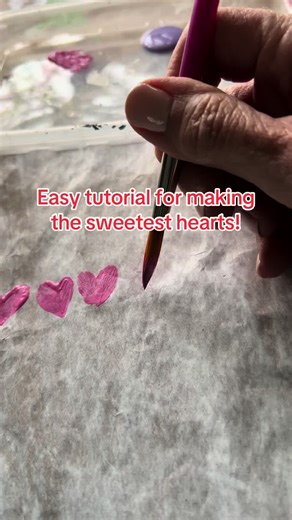 Painting hearts is easy and FUN! Make a ton in a few minutes, cut out, make into cards, make a tag, leave as a love note! Full tutorial at LynnRichardsArt on YouTube. #valentinesday #hearts #acrylicpainting #fyp #arttutorial