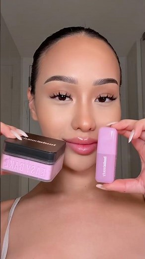 Trying the new Huda Beauty purple setting powder 💜 #makeup