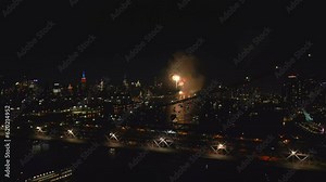 NYC July 4 fireworks seen flying backwards alongside Williamsburg Bridge