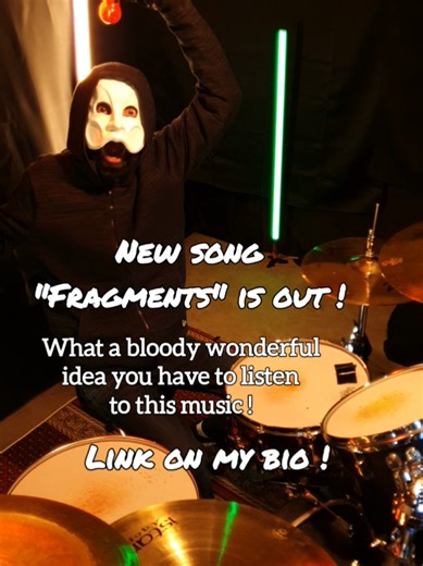 Bloody Good Idea, Mate ! New song Fragments is out on Spotify and so on ! Link on my bio ! Follow my page Spectral Note for more updates and also drums videos each week ! More details about the song Fragments (I'm playing drums and also singing on it btw) on my Spotify page Mr Spectral #drummer #drums #music #mask #funny