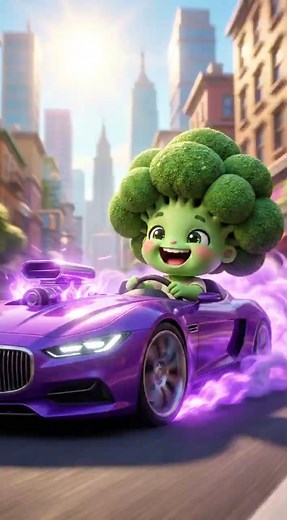 Boboi Goes Turbo! Little Broccoli Kid Races a Supercharged Purple Car #Shorts #viral #fyp