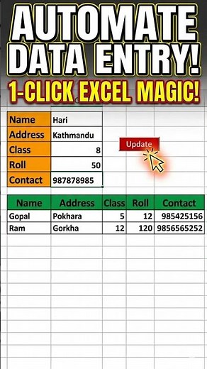 How To Data Entry in Excel with One Click | Macro Tutorial. #excel #macro #shorts #shortcutkeys