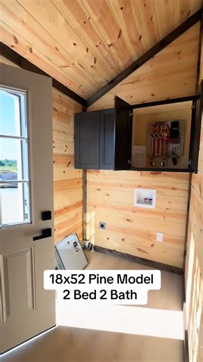 Love this Modular home, 18x52 Pine Model. 2 bed | 2 bath. Can you imagine it as yours? #HomeTour #modular | Tiny Home, Cabins, Sheds