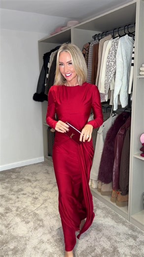 This long dress is giving quiet luxury. Plus it has some rouging to the front. #QuietLuxury #TikTokMadeMeBuyIt #LongGown #WinterEvents #OOTD