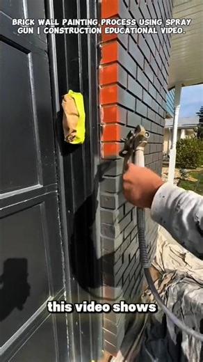 Brick Wall Painting Process Using Spray Gun | Construction Educational Video.