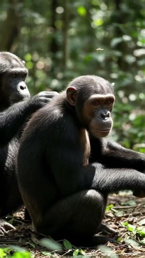 “Harmony of the Wild: Chimpanzees Living Freely in the Heart of the Jungle”