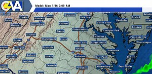 12z HRRR model future radar through Sunday Night! (White/Blue - Snow) (Orange - Sleet) (Pink - Freezing Rain) (Green/Yellow/Red - Rain) | Central Virginia Weather