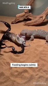 16K views · 103 reactions | Tokay Gecko confronts an Emperor Scorpion in a tense sand enclosure Shaky phone footage captures a lightning fast reptile showdown #tokaygecko #emperorscorpion #natureclips #wildlifemoments #sandarena ⚙️ AI-generated nature dramatization — no real creatures involved. | MindFreaking | Facebook