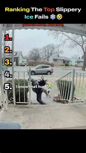 Ranking Top 5 Slippery Ice Fails 😂❄️