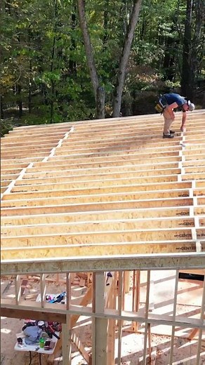 Installing blocking for TJI roof rafters